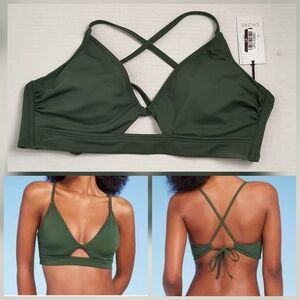 Shade & Shore 34C Bikini Swim Top Underwire  Forest Green